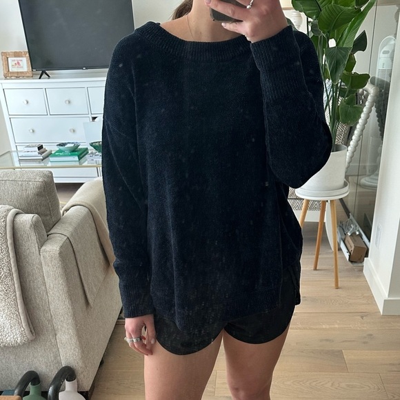 blue wide neck chenille sweater - Picture 4 of 4